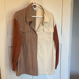 Cozy Casual Corduroy Shirt in Cream and Tan